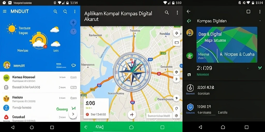 Tampilan antarmuka MNDUIT sebagai aplikasi Kompas Digital yang user-friendly.