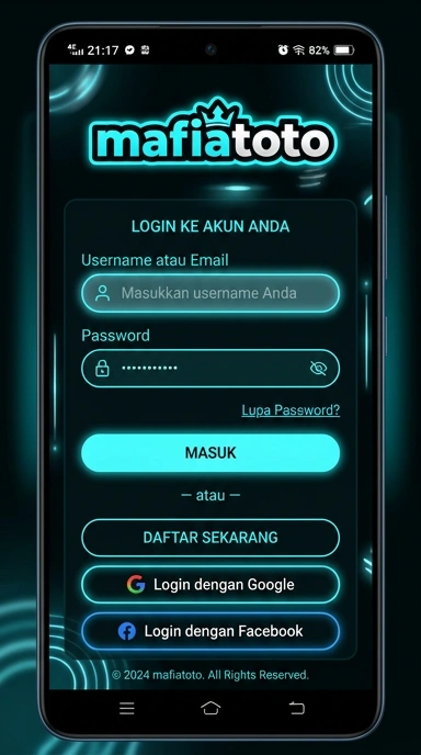Tampilan halaman login mafiatoto