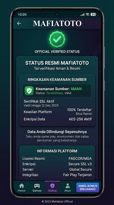 Tampilan kanal resmi mafiatoto